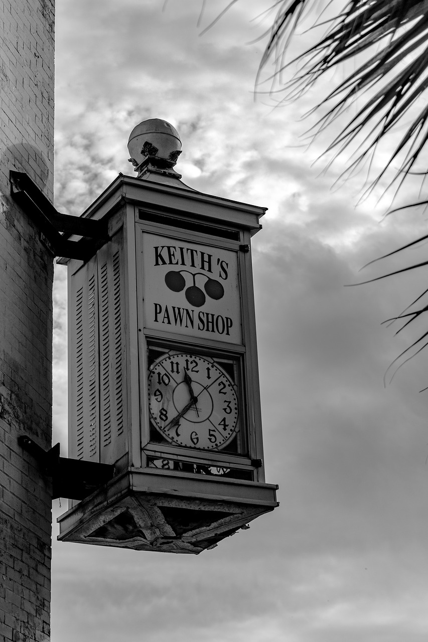 clock, pawn shop, small town
